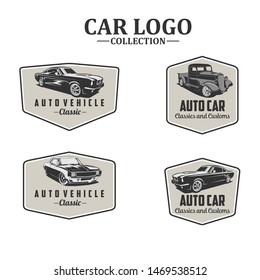 Classic car logo badge set illustration vector