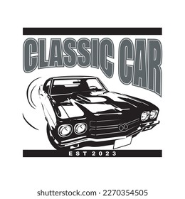 Classic car logo and best icon vector art design