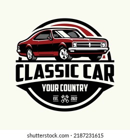 Ilustración vectorial del emblema del logotipo del coche clásico aislado