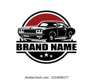 Classic car logo circle emblem vector illustration isolated