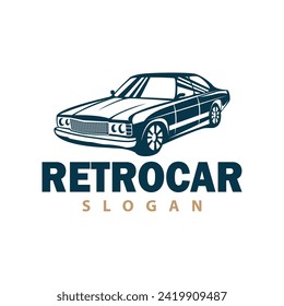 Classic car logo design badge stamp vector vehicle car old vintage retro template illustration