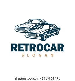 Classic car logo design badge stamp vector vehicle car old vintage retro template illustration
