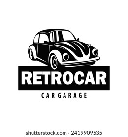 Classic car logo design badge stamp vector vehicle car old vintage retro template illustration