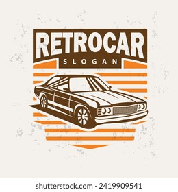 Classic car logo design badge stamp vector vehicle car old vintage retro template illustration