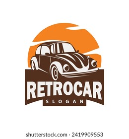 Classic car logo design badge stamp vector vehicle car old vintage retro template illustration