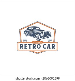 Diseño del logotipo del coche clásico de Retro Vintage Emblem