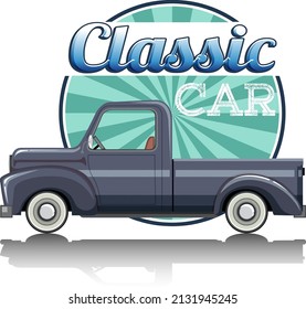 Classic car logo with classic car on white background illustration