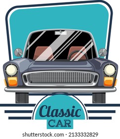 Classic car logo with classic car on white background illustration