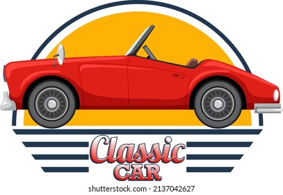 Classic car logo with classic car on white background illustration