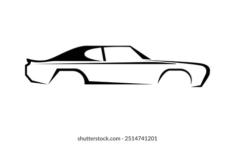 Classic car logo silhouette minimalist. Vintage style classic muscle car. Autocar logo concept. Muscle car icon. Automobile and car dealer