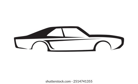 Classic car logo silhouette minimalist. Vintage style classic muscle car. Autocar logo concept. Muscle car icon. Automobile and car dealer