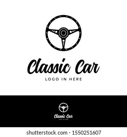 Classic car logo template. Hand lettering and flat vintage style. (3)