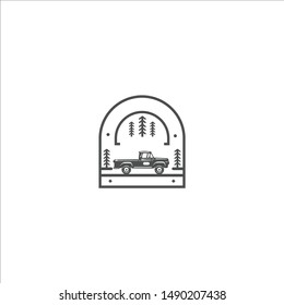 Classic car logo template vector design element vintage style for label or badge retro illustration