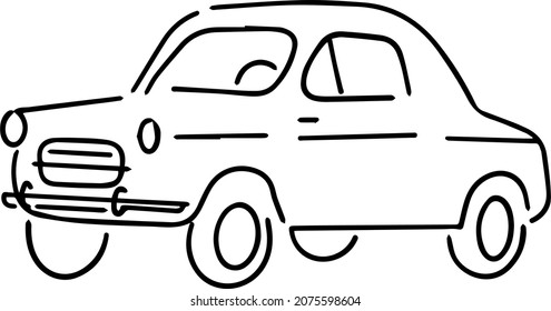 A classic car mini line art vector logo. 