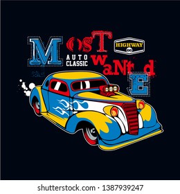 classic car most wanted,vector car illustration - Vectorclassic car most wanted,vector car illustration - Vector