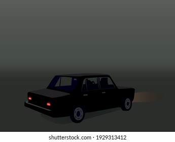 classic car at night vector