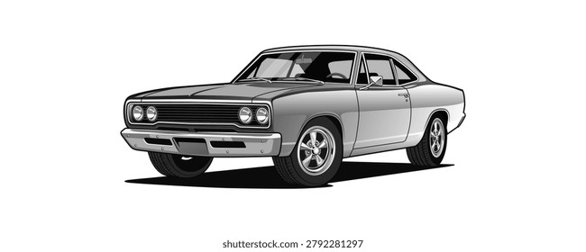 A classic car on white background vector.