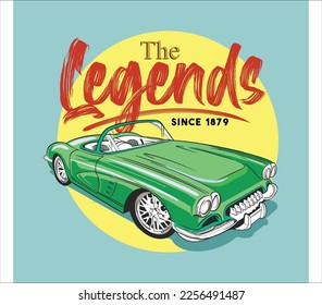 Ilustración vectorial de imágenes clásicas de automóviles para su diseño gráfico o su camiseta