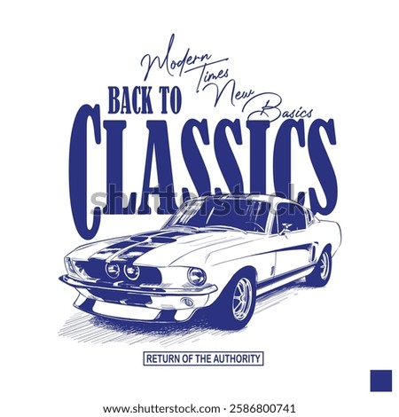 classic car racing design with slogans