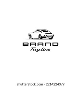 Classic Car Realistic Silhouette Logo Design. Classic Car Realist Illustration Logo Design.