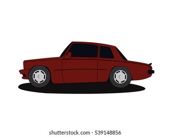 Classic car red vector illustration isolated no background