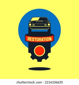 Classic Car Restoration Illustration Vector