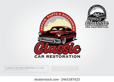 Classic Car Restoration Vector Logo Template. This logo design for all creative business. Consulting, Excellent logo,simple and unique concept.