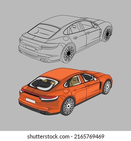 Classic car and Retro car, Outline Vector Arts, Image