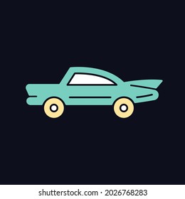 Classic car RGB color icon for dark theme. Nostalgic value. Vintage automobile. Original production model. Isolated vector illustration on night mode background. Simple filled line drawing on black - Shutterstock ID 2026768283