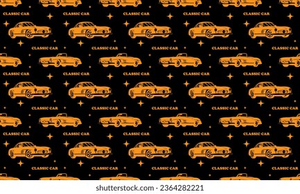 classic car seamless pattern. car vector illustration background