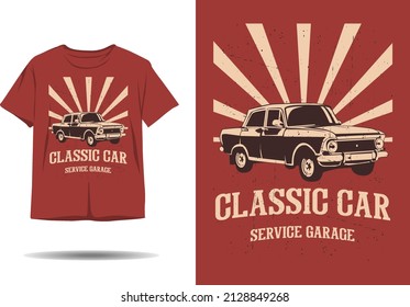 Classic car service garage silhouette t shirt design