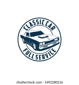 Classic car service logo vector