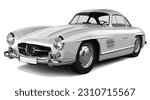 classic car shiny symbol style logo sign collection Mercedes Benz 300 sl icon design vector template