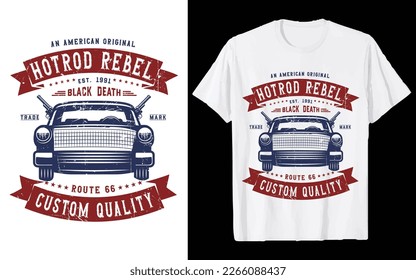 Classic Car Shirt design hotrod cars vintage vector graphic  T-Shirt usa classic hot rod car vintage racer.