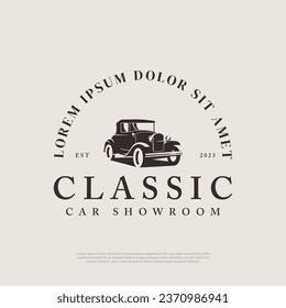 Classic car showroom logo vector design template