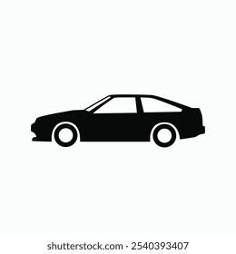 Classic car side view silhouette icon. Vector illustration