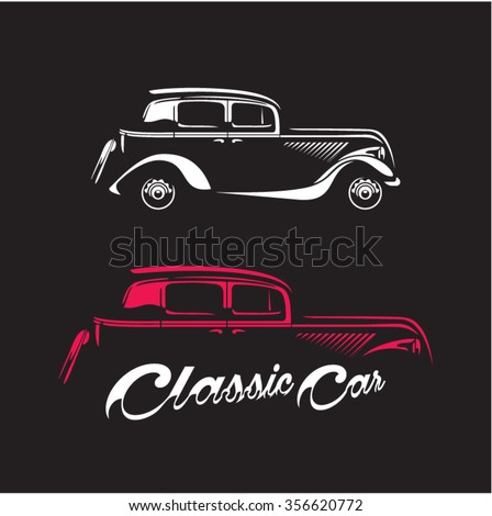 Classic Car Silhouette Isolated On Black Stock Vector (Royalty Free