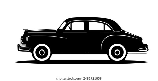 Ilustración vectorial de silueta de coche clásico