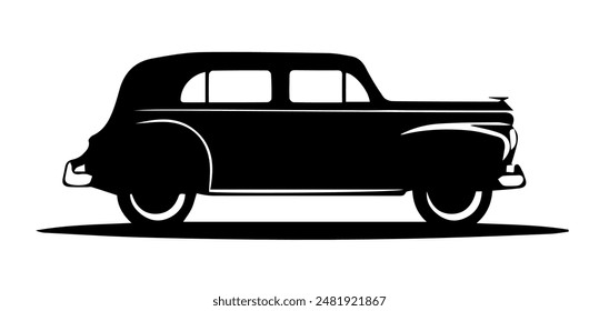 Ilustración vectorial de silueta de coche clásico