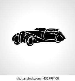Classic car silhouette. Vector retro hot rod