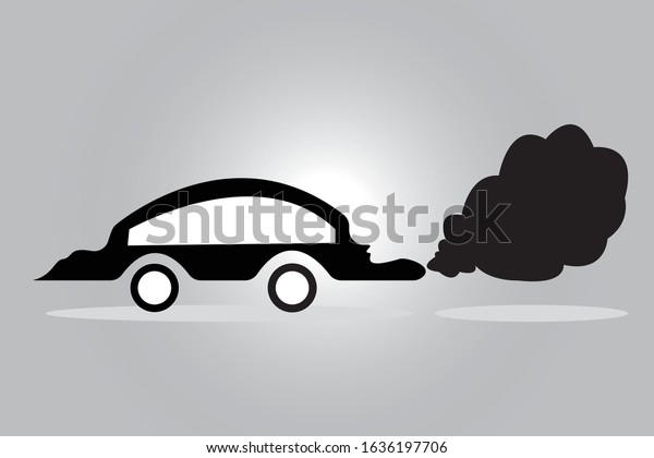 The Classic Car and Smoke car \
Air pollution\
in Gradient grey\
background.
