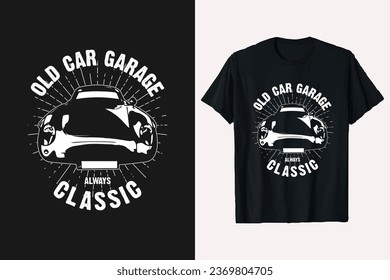 classic car t-shirt design. vintage vector t shirt template. front look classic style graphic print shirt.
