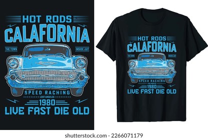 Classic Car T-shirt, Print for t-shirt or sticker, Vintage custom engine, american hot rod, Car garage repair service.Classic Car T-shirt, California  Vintage custom engine, 