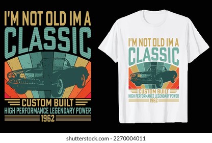 Classic Car T-shirt, Print for t-shirt or sticker Vintage custom engine, American car illustration t shirt