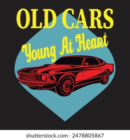 Classic car typography vintage printable t shirt design 