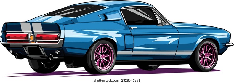 Classic Car Vectorblau Farbe