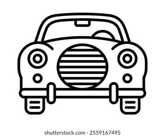 Classic car vector icon with retro front design. Editable stroke.