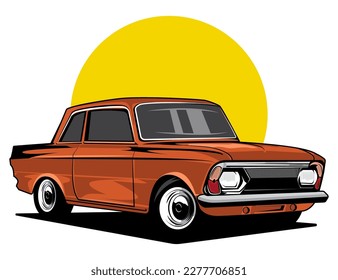 classic car vector illustration design graphic with brown accent
