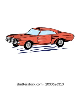 Classic Car vector illustration with hand drawn style