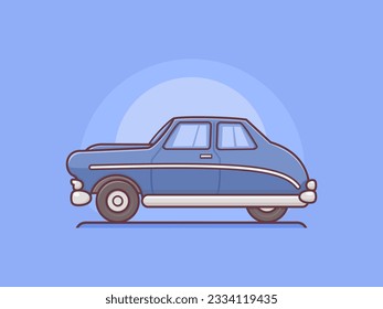classic car vector illustration with outline style. icon, stickers.